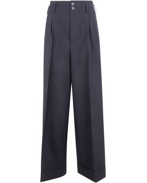 Ibrigu Wide Leg Wool Pants - Blue