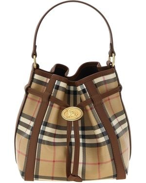 Burberry Check Mini Bucket Bag - Brown