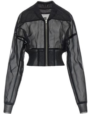 Rick Owens 'Dracucollar Cropped' Bomber Jacket - Black