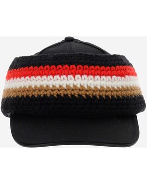 Burberry Baseball Cap With Crochet Headband - Red