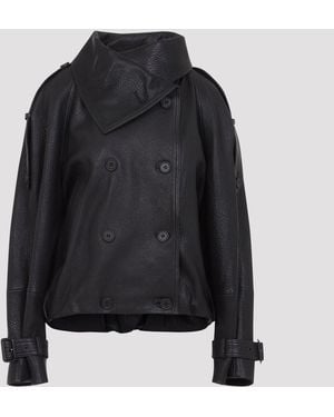 Acne Studios Leather Bomber Jacket - Black