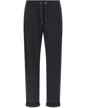 Brunello Cucinelli 'shiny Pocket Detail' Sweatpants - Blue
