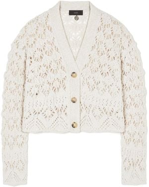 Alanui Open-Knit Cropped Cardigan With Scalloped Edges - White