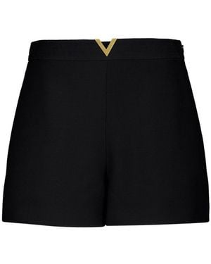 Valentino Vlogo Signature Wool And Silk Shorts - Black