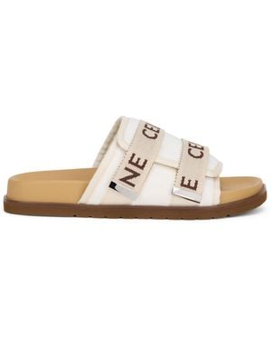 Celine Stylish Band Design Ciabatta - White