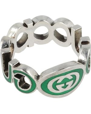 Gucci Sterling Interlocking G Ring - Green