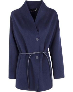 Seventy Double Wool Blend Short Coat - Blue