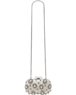 Self-Portrait Crystal Clutch - Metallic