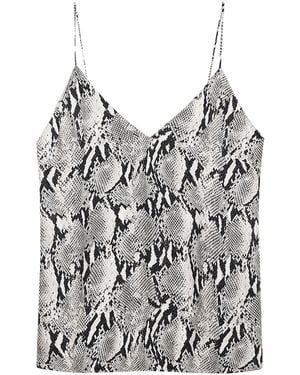 Anine Bing Ellen Python Print Lace Top - Gray