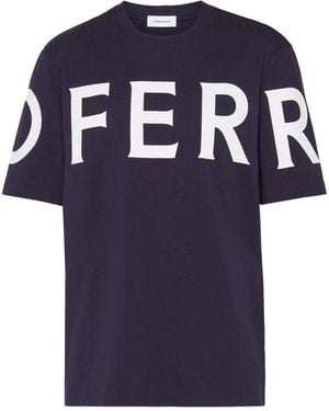 Ferragamo Logo Cotton T Shirt - Blue