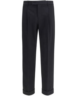 Cruna Pants Carrot Fit Single Pleat Virgin Wool - Blue