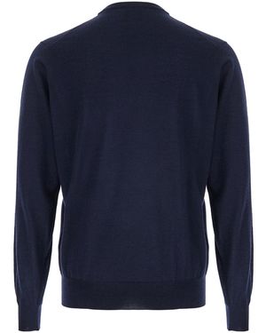 Plain Crewneck Wool And Cashmere Sweater - Blue
