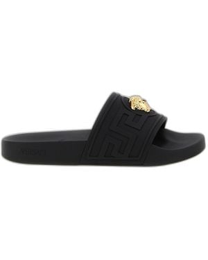 Versace La Medusa Rubber Sliders - Black