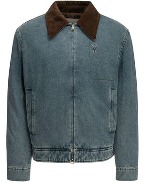 Ami Paris "Ami De Coeur" Denim Jacket - Green