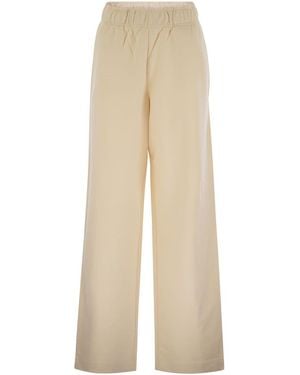 Moncler Wide-Leg Cotton Sport Pants - Natural