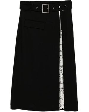 KARL LAGERFELD Viscose Pleated Panel Skirt - Black