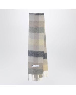 Acne Studios Check Fringe Scarf - Gray