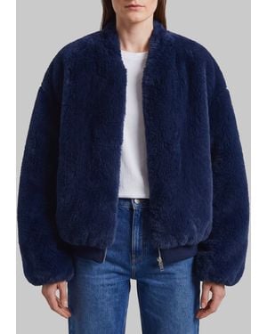 Frankie Shop Senna Faux Fur Collarless Jacket - Blue