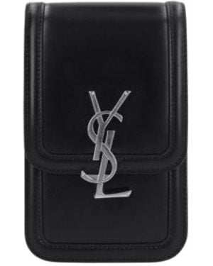Saint Laurent Leather Phone Case - Black