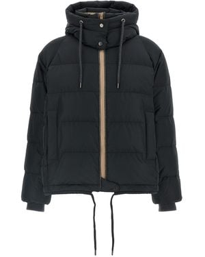 Brunello Cucinelli Down Jacket With Knit And Jewel Details - Black
