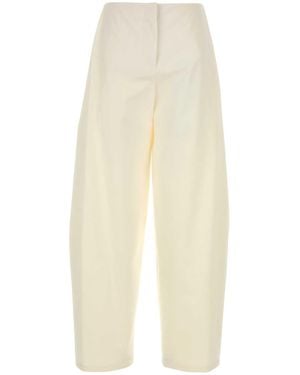 The Row Ivory Cotton Blend Wide-leg Galileo Pant - White