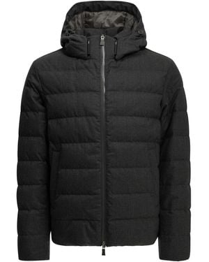 Herno Short Flannel Down Jacket - Black