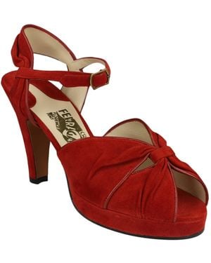 Ferragamo Ava Archive Limited Edition 1940's Heel Sandals - Red