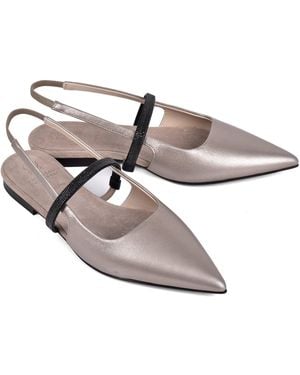 Brunello Cucinelli Metallic Leather Slingback Shoes