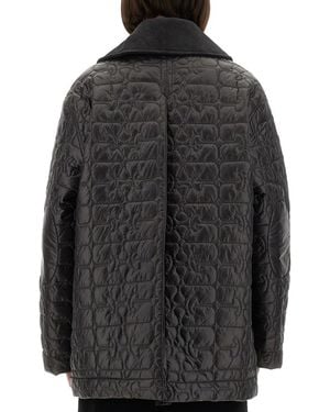 Ganni Shiny Quilt Midi Jacket - Black