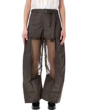 Sacai Sheer Cargo Pants Cotton - Green