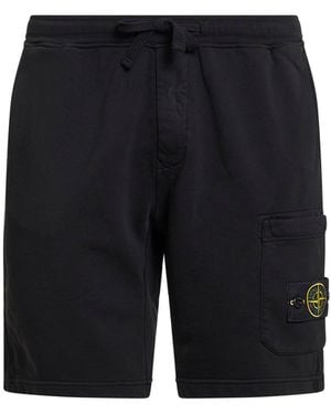 Stone Island Organic Cotton Fleece Jogger Shorts - Blue