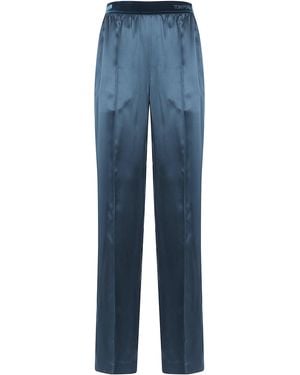 Tom Ford Peach Feel Silk Satin Pijiamas Pants - Blue