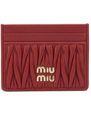 Miu Miu Matelassé Nappa Leather Card Holders - Red