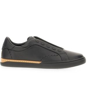 Fendi Leather City Slip Ons - Gray