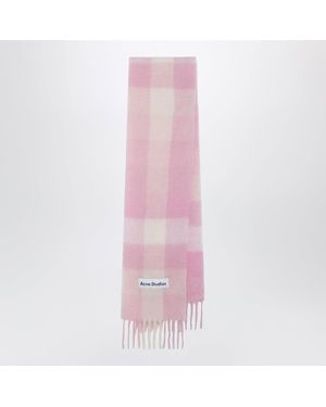 Acne Studios Check Fringe Scarf - Pink
