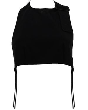 Courreges Cropped Top Open Back Polyester Tops - Black