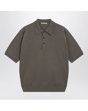 AURALEE Shortsleeved Cotton Polo Shirt - Gray