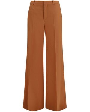 Chloé Pants High-Waisted Flared Cotton - Brown