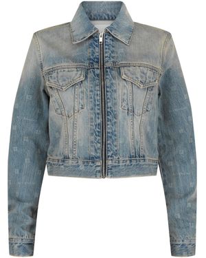 Givenchy 4G And Logo Cropped Denim Jacket - Blue