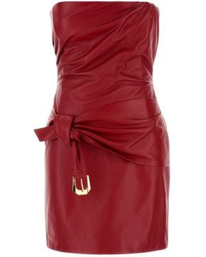 Versace Leather Strapless Mini Dress - Red