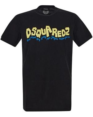 DSquared² Waving Logo Graphic Cotton T-Shirt - Black