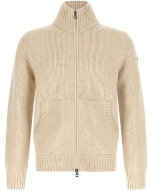Moncler Wool And Cashmere Cardigan - Natural