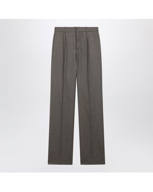 Saint Laurent Mid-Rise Tailored Straight-Leg Wool Pants - Gray