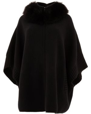 Giovi Wool And Cashmere Poncho Coats - Black