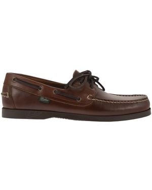 Paraboot Leather Boat Shoes With Laces - Brown