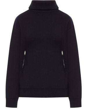 Balenciaga Cotton High-Neck Zip Sweater - Blue