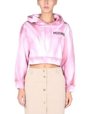Moschino Art Theme Cropped Sweatshirt - Pink