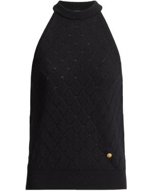 Balmain Sleeveless Wool Crewneck Top - Black