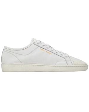Saint Laurent Leather Lace-Up Sneakers - Black