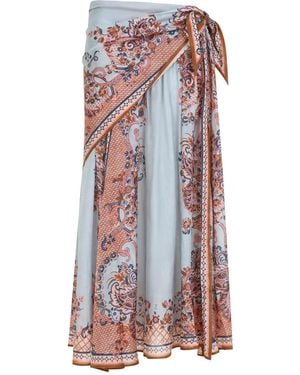 Zimmermann Pasley Floral Aster Scarf Mini Skirt - Blue